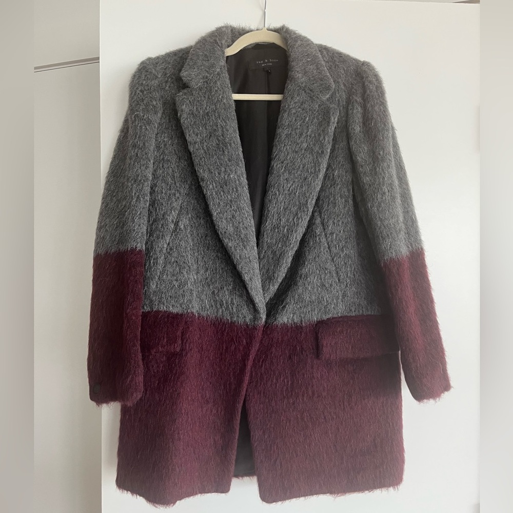 Like New Rag & Bone gray and burgundy coat size Small